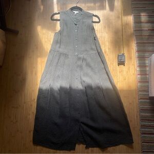 100% Linen Sleeveless Black and Green Checkered Dress